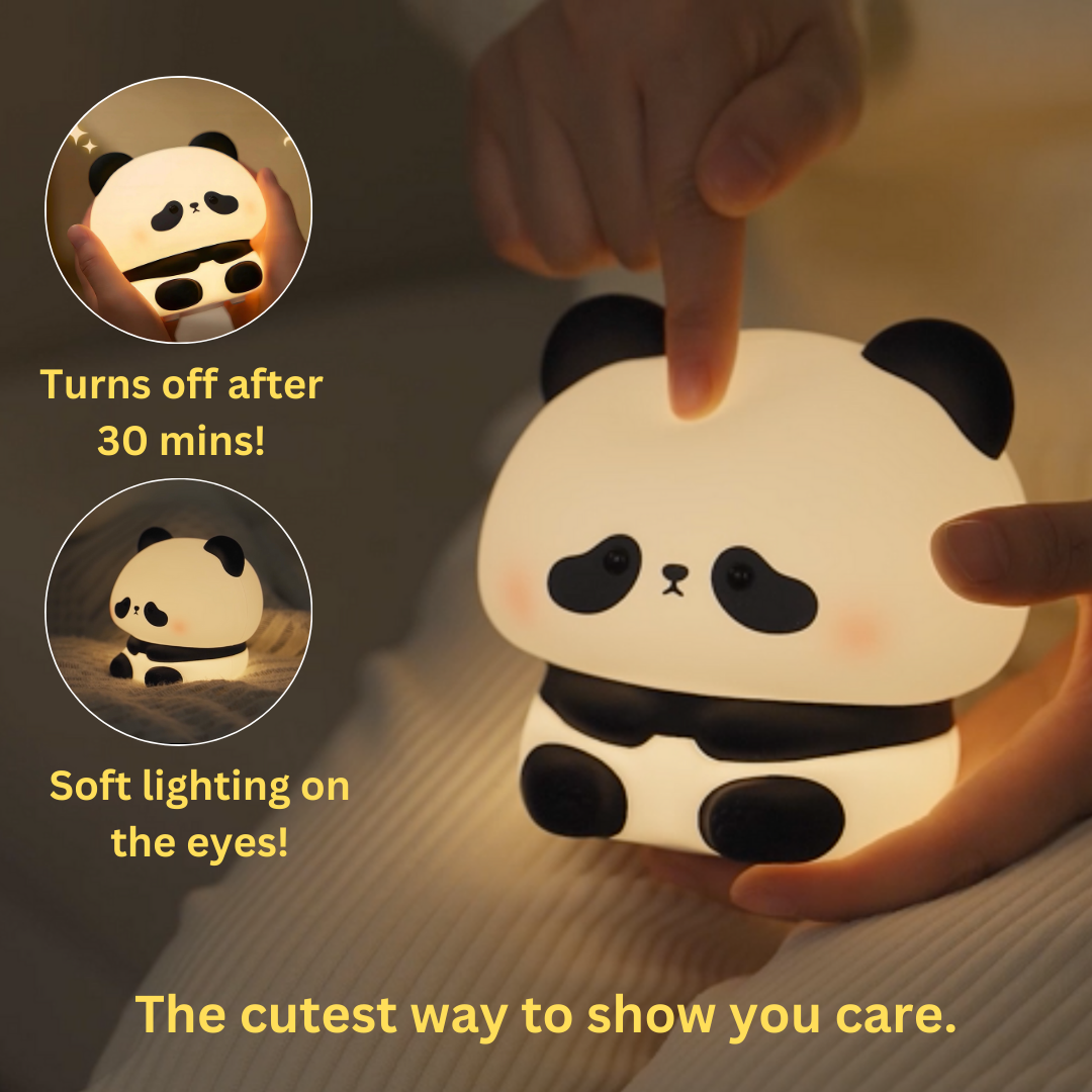 Panda Night Light Dimmable Nursery Squishy Silicone Sleeping Light USB Rechargeable Bedside Touch Lamp for Room Decor