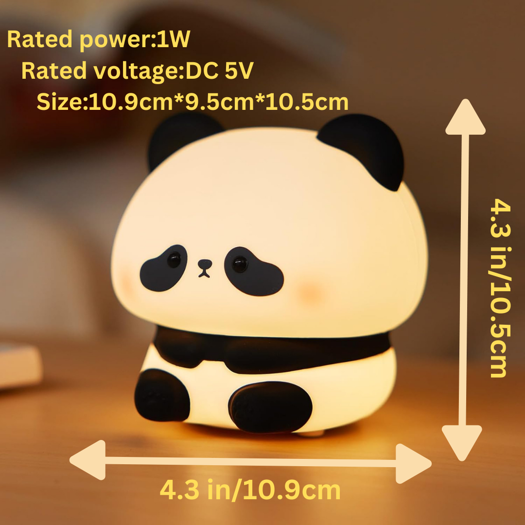 Panda Night Light Dimmable Nursery Squishy Silicone Sleeping Light USB Rechargeable Bedside Touch Lamp for Room Decor
